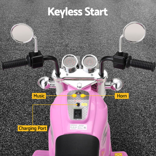 Rigo Kids Ride On Car Motorcycle Motorbike Electric Toys Horn Music 6V Pink - Image 5