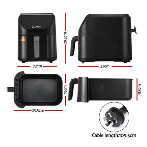 Devanti Air Fryer 5L W/ LCD Touch 1500W - Image 2