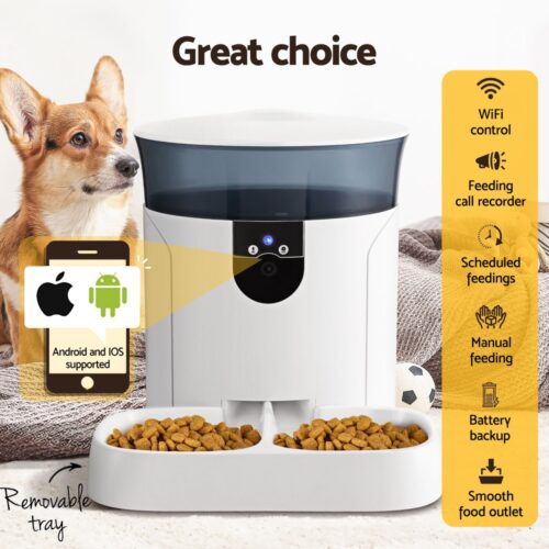 i.Pet Automatic Pet Feeder Dog Cat Camera Wifi Smart Food Dispenser Timer 7L APP - Image 4