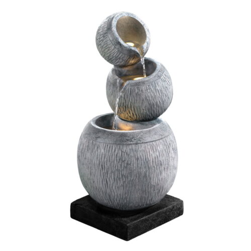 Gardeon Solar Fountain Water Feature Bird Bath Garden LED Light 80CM Grey - Image 2