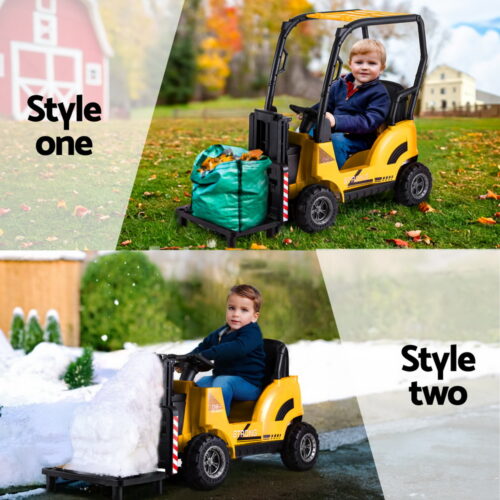 Rigo Kids Electric Ride On Car Forklift Loader Toys Cars Horn Remote 12V Yellow - Image 6