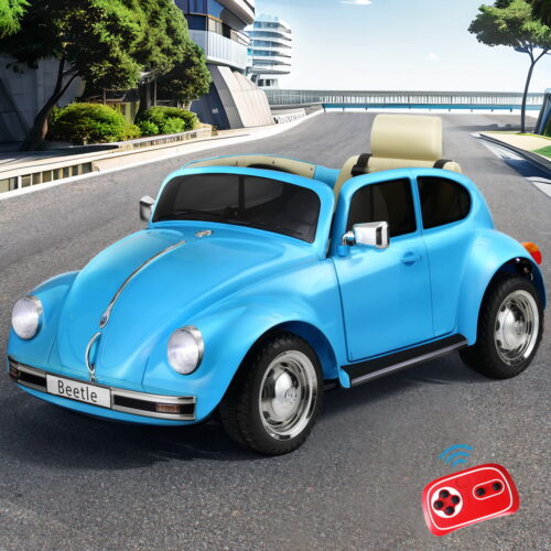 Kids Ride On Car Licensed Volkswagen Beetle Electric Toys Horn Remote 6V Blue - Image 7