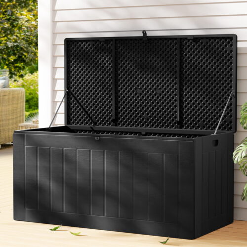 Gardeon Outdoor Storage Box 830L Container Lockable Bench Tool Shed All Black - Image 7