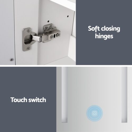 Bathroom Mirror Cabinet LED 500x720mm Medicine Wall Storage - Image 7