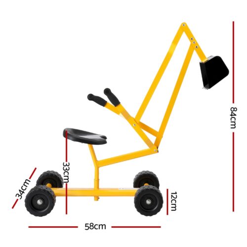Keezi Kids Ride On Car Digger Bulldozer Sandpit Play Toys Rotate Seat Yellow - Image 2