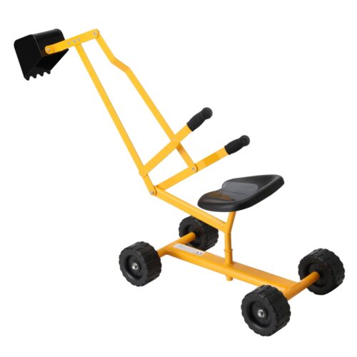 Keezi Kids Ride On Car Digger Bulldozer Sandpit Play Toys Rotate Seat Yellow - Image 3