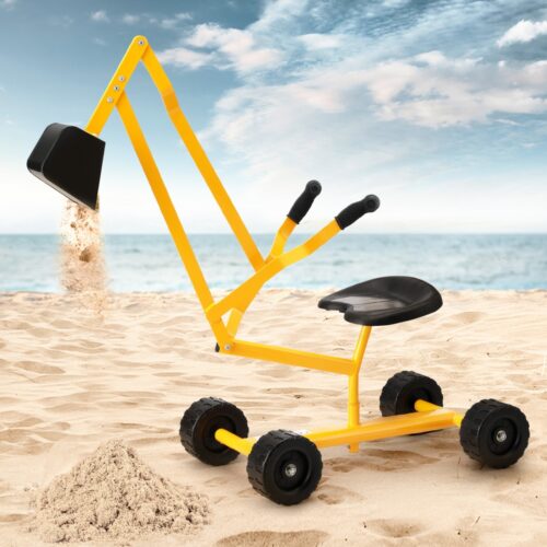 Keezi Kids Ride On Car Digger Bulldozer Sandpit Play Toys Rotate Seat Yellow - Image 7