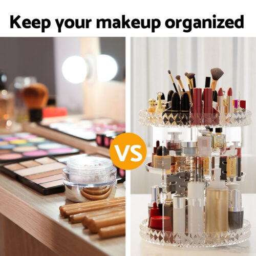 Embellir Makeup Case Acrylic Rotating Cosmetic Organizer Storage Display Holder - Image 6