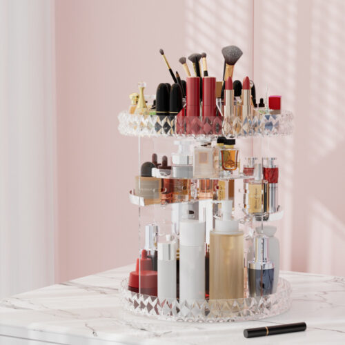 Embellir Makeup Case Acrylic Rotating Cosmetic Organizer Storage Display Holder - Image 7