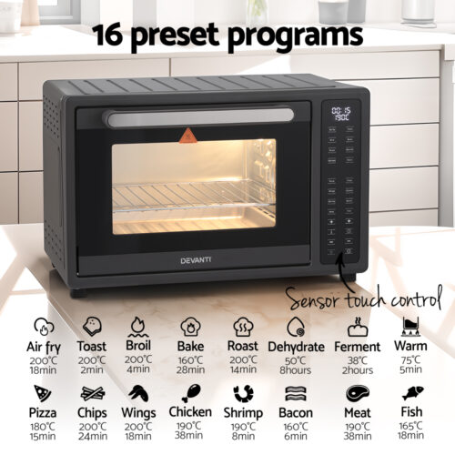 Devanti Air Fryer 32L W/ LCD Touch Oven 1700W - Image 4