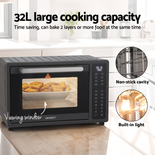 Devanti Air Fryer 32L W/ LCD Touch Oven 1700W - Image 5