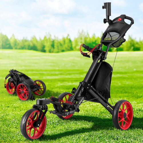 Everfit Golf Buggy Foldable Trolley Golf Cart Swivel Wheel Umbrella Bottle Stand - Image 7