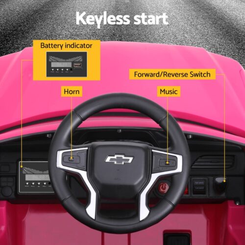 Kids Ride On Car Licensed Chevrolet Tahoe Electric Toys Horn Remote 12V Pink - Image 4