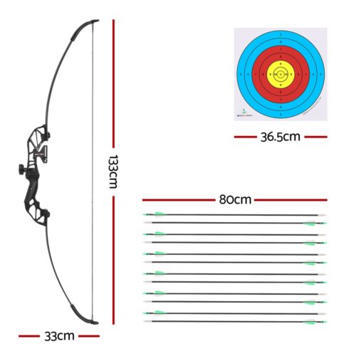 Everfit 55lbs Bow Arrow Set Recurve Takedown Archery Hunting for Beginner Green - Image 2