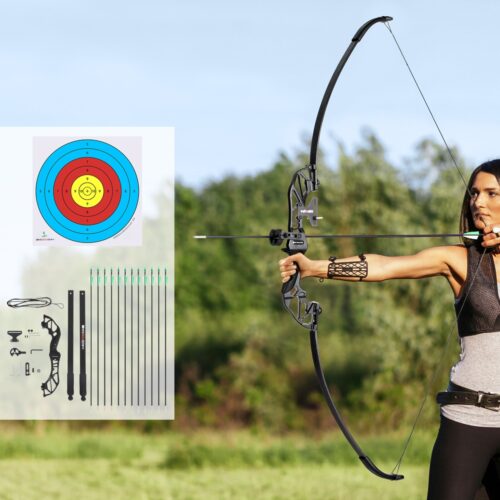 Everfit 55lbs Bow Arrow Set Recurve Takedown Archery Hunting for Beginner Green - Image 7
