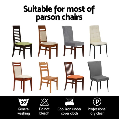Artiss Dining Chair Covers 4x Slipcovers Spandex Stretch Banquet Wedding White - Image 5