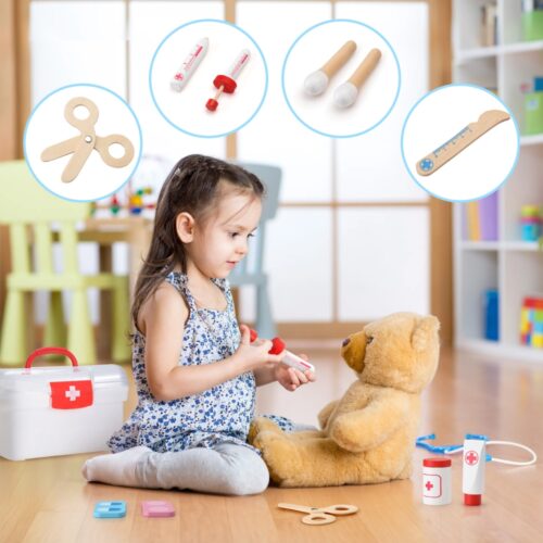 Keezi Kids Doctor Nurse Medical Case Pretend Play Set Stethoscope Medicine Toys - Image 6