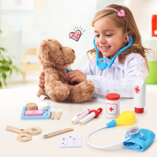 Keezi Kids Doctor Nurse Medical Case Pretend Play Set Stethoscope Medicine Toys - Image 7