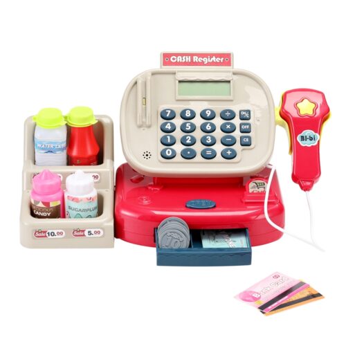 Keezi Kids Cash Register Calculator Pretend Play Shops Money Checkout Toys Set - Image 3