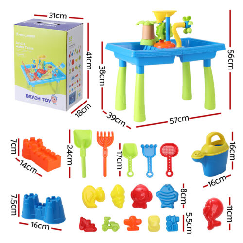 Keezi Kids Sand and Water Table Windmill Shovel Outdoor Sandpit Toys Beach Play - Image 2