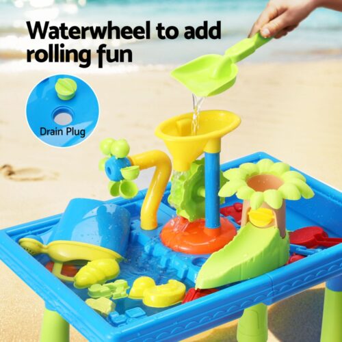 Keezi Kids Sand and Water Table Windmill Shovel Outdoor Sandpit Toys Beach Play - Image 6