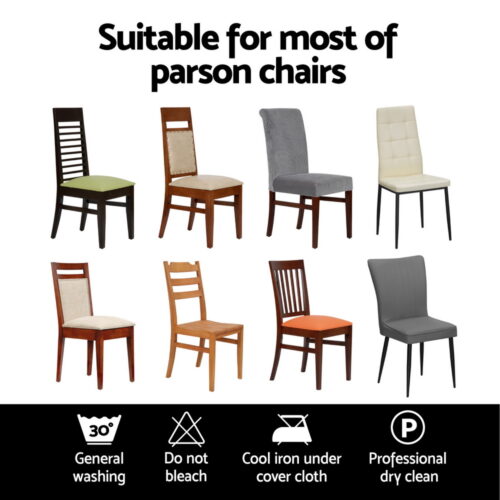 Artiss Dining Chair Covers 6x Slipcovers Spandex Stretch Banquet Wedding Grey - Image 5