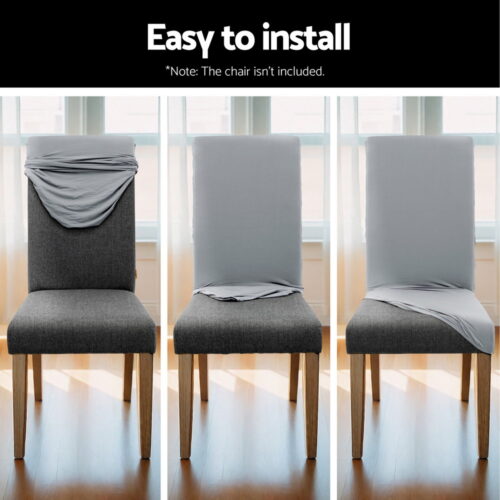 Artiss Dining Chair Covers 6x Slipcovers Spandex Stretch Banquet Wedding Grey - Image 6