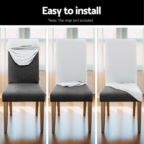Artiss Dining Chair Covers 6x Slipcovers Spandex Stretch Banquet Wedding White - Image 6