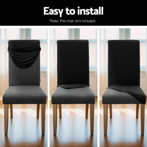 Artiss Dining Chair Covers 6x Slipcovers Spandex Stretch Banquet Wedding Black - Image 6