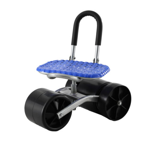 Gardeon Garden Stool Seat Foldable with Wheels Blue - Image 3