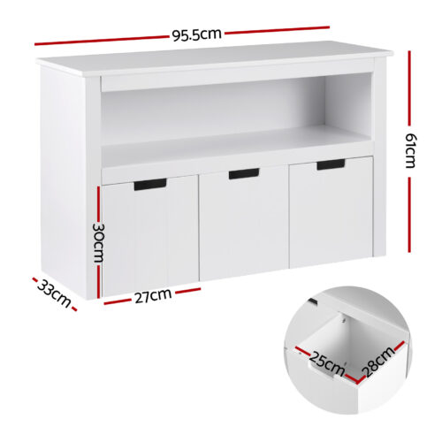 Keezi Kids Bookshelf 3 Drawers Storage Children Bookcase Toy Organiser Display - Image 4