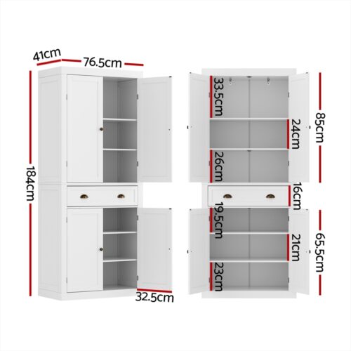 Artiss Buffet Sideboard Cupboard Cabinet White - Image 4