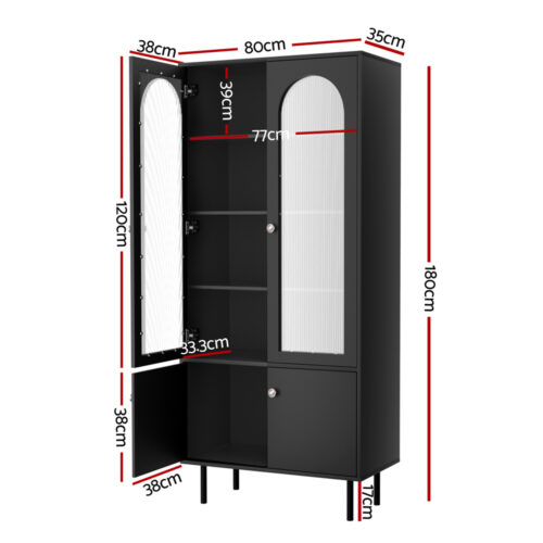 Artiss Buffet Sideboard Cupboard Cabinet Black - Image 4