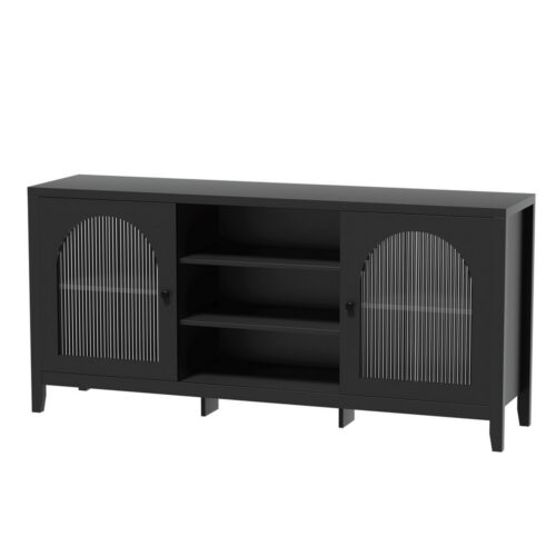 Artiss Buffet Sideboard Shelves Double Doors - Black - Image 3