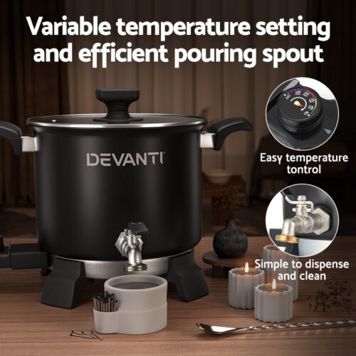 Devanti 5L Wax Melter Candle Making 1200W Melting Pot Furnace Quick Pour Spout Soy Soap - Image 7