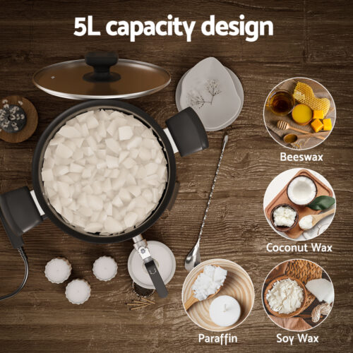 Devanti 5L Wax Melter Candle Making 1200W Melting Pot Furnace Quick Pour Spout Soy Soap - Image 8