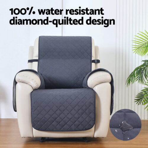 Artiss Recliner Chair Cover 100% Water Resistant Grey - Image 3