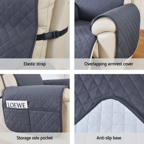 Artiss Recliner Chair Cover 100% Water Resistant Grey - Image 5