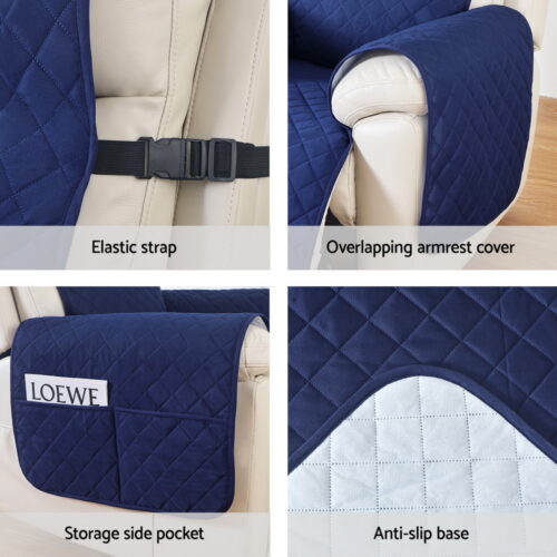 Artiss Recliner Chair Cover 100% Water Resistant Navy - Image 5