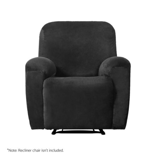 Artiss Recliner Chair Covers 1 Seater Velvet Black - Image 2