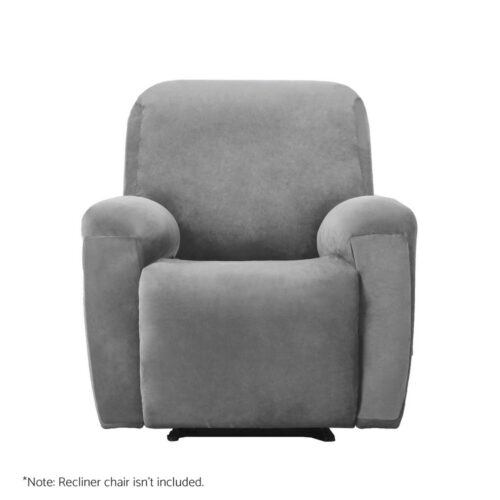 Artiss Recliner Chair Covers 1 Seater Velvet Grey - Image 2