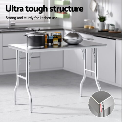 Cefito Stainless Steel Kitchen Benches Work Bench Food Foldable 430 - Image 4