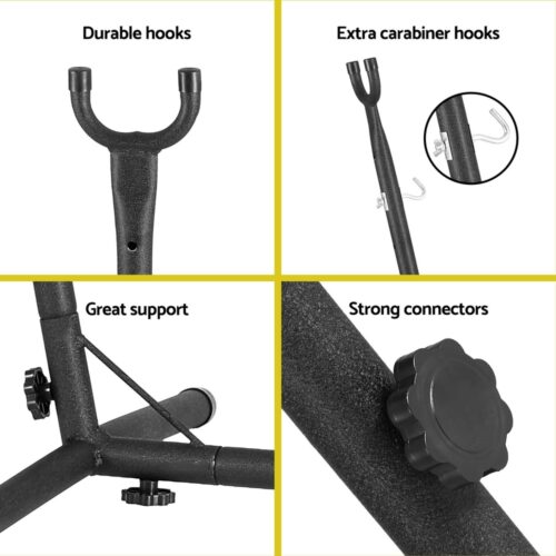 Gardeon Hammock Chair Outdoor Camping Hanging with Stand Cream - Image 6