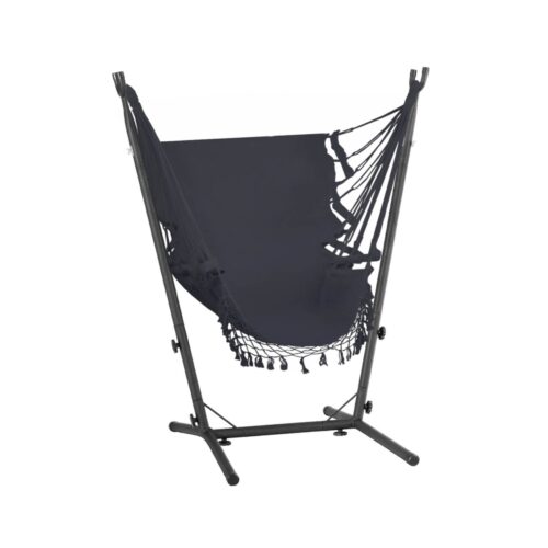 Gardeon Hammock Chair Outdoor Camping Hanging with Stand Grey - Image 3