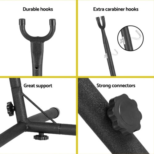 Gardeon Hammock Chair Outdoor Camping Hanging with Stand Cream - Image 6