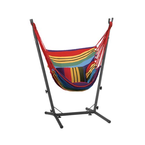 Gardeon Hammock Chair Outdoor Camping Hanging with Stand Rainbow - Image 3