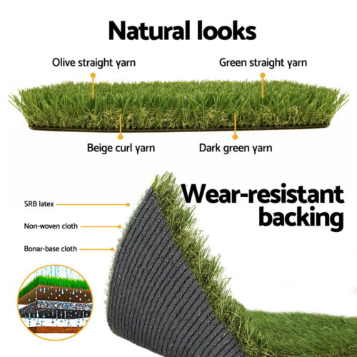 Prime Turf Artificial Grass 35mm 1mx10m Synthetic Fake Lawn Turf Plastic Plant 4-coloured - Image 6