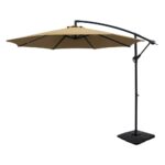 Instahut Umbrella Outdoor Parasol Cantilever Sun Deck Stand Garden Base Beige 3M