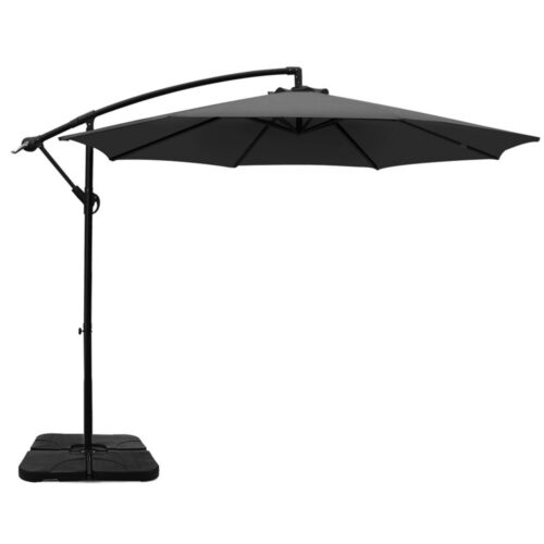 Instahut Umbrella Outdoor Parasol Cantilever Sun Stand Garden Base Charcoal 3M - Image 2