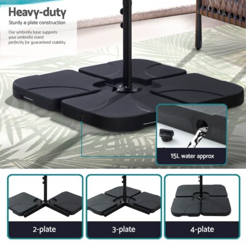 Instahut Umbrella Outdoor Parasol Cantilever Sun Stand Garden Base Charcoal 3M - Image 6
